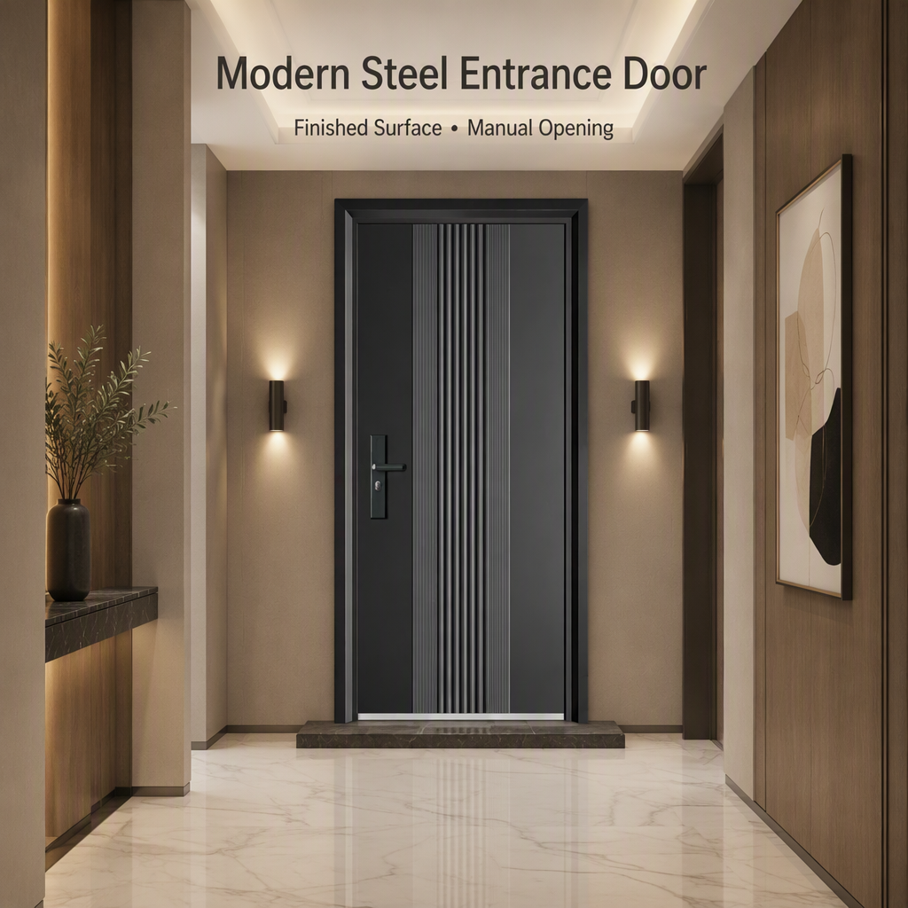 Puerta de entrada de acero estilo moderno - Seguridad antirrobo exterior comercial