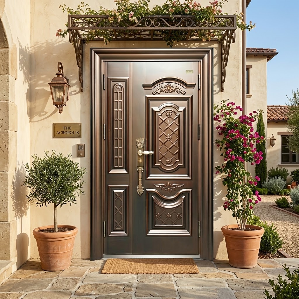 Gran oferta: Puerta de entrada doble metálica de diseño moderno con seguridad