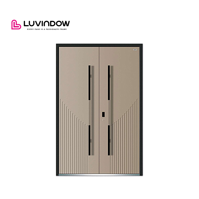 Puertas de entrada principales de aluminio grabadas en 3D, seguras, ignífugas y de bajo mantenimiento para proyectos de construcción de villas y locales comerciales.