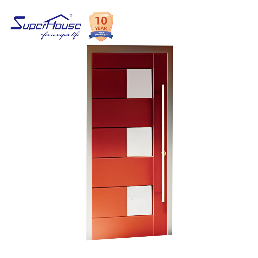 Puerta de entrada moderna de aluminio Superhouse con cristal, fabricada en China a bajo precio.