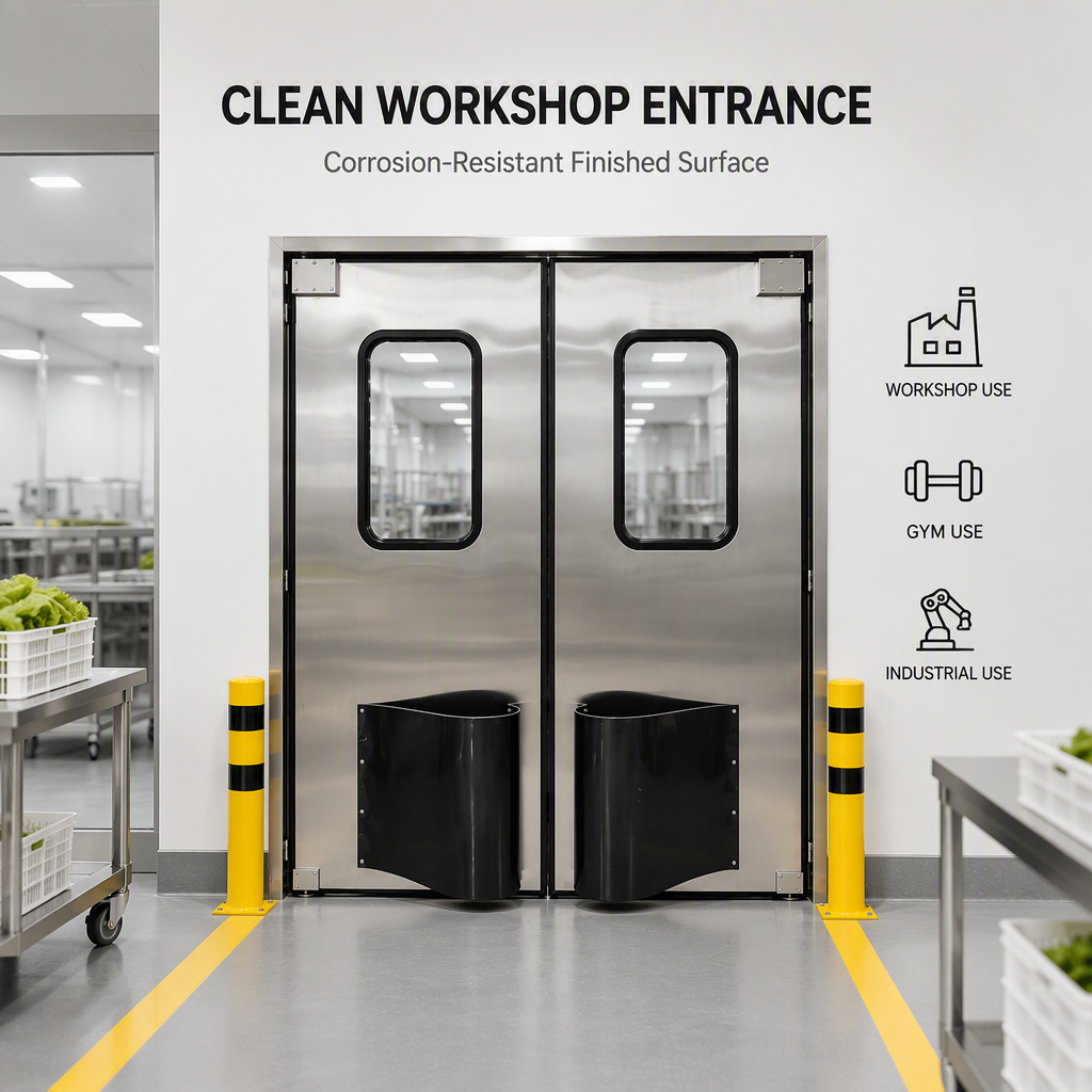 Puerta moderna de aleación de aluminio abatible para gimnasios e industrias - Vista de escena 2