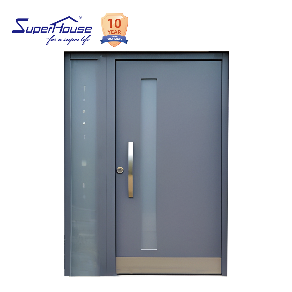 Puerta de entrada moderna de aluminio Superhouse con cristal, fabricada en China a bajo precio.