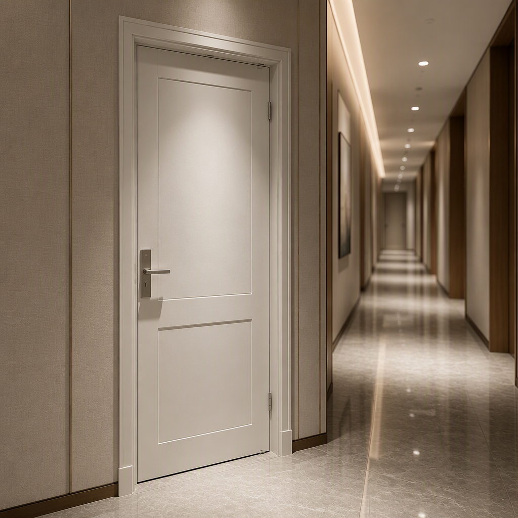 Puertas batientes precolgadas de madera maciza pintada estilo casa de campo con apertura lateral para hoteles, hospitales, bares domésticos, sótanos, pasillos y villas.