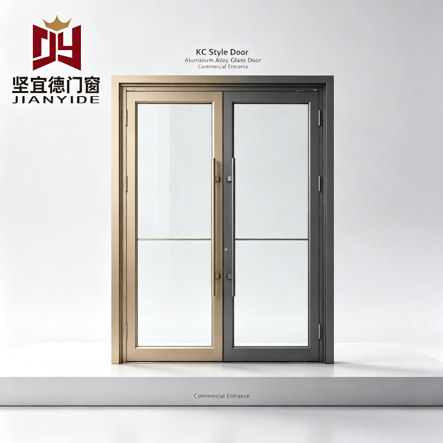 Puerta batiente de aluminio para apartamentos/hoteles: alta durabilidad, insonorizada y resistente a la intemperie, diseño moderno, superficie con recubrimiento en polvo.
