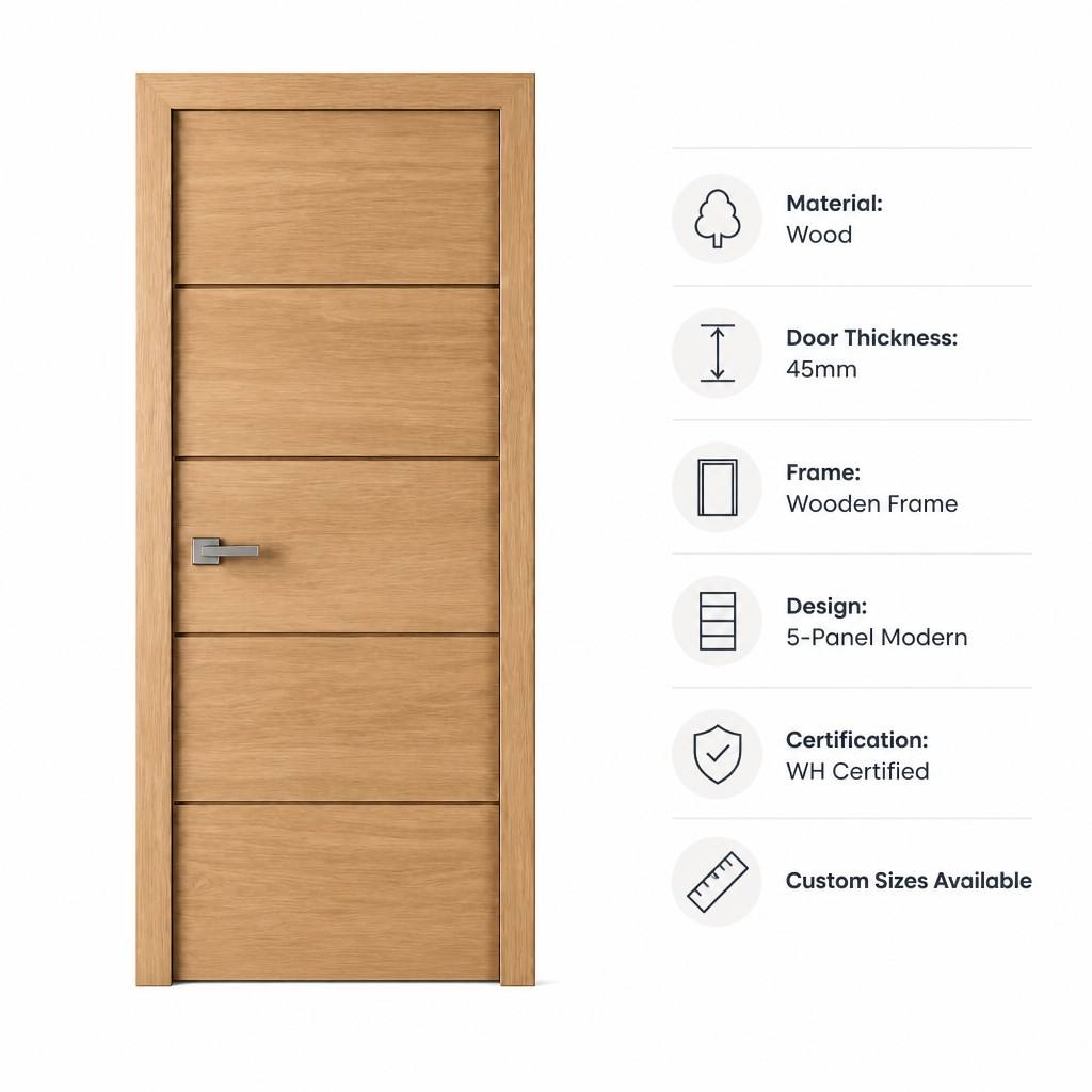Puerta moderna de madera resistente al fuego para habitaciones de hospital, con certificación WH de 20 a 60 minutos, ideal para hoteles, resorts, apartamentos, oficinas, escuelas y residencias estudiantiles.