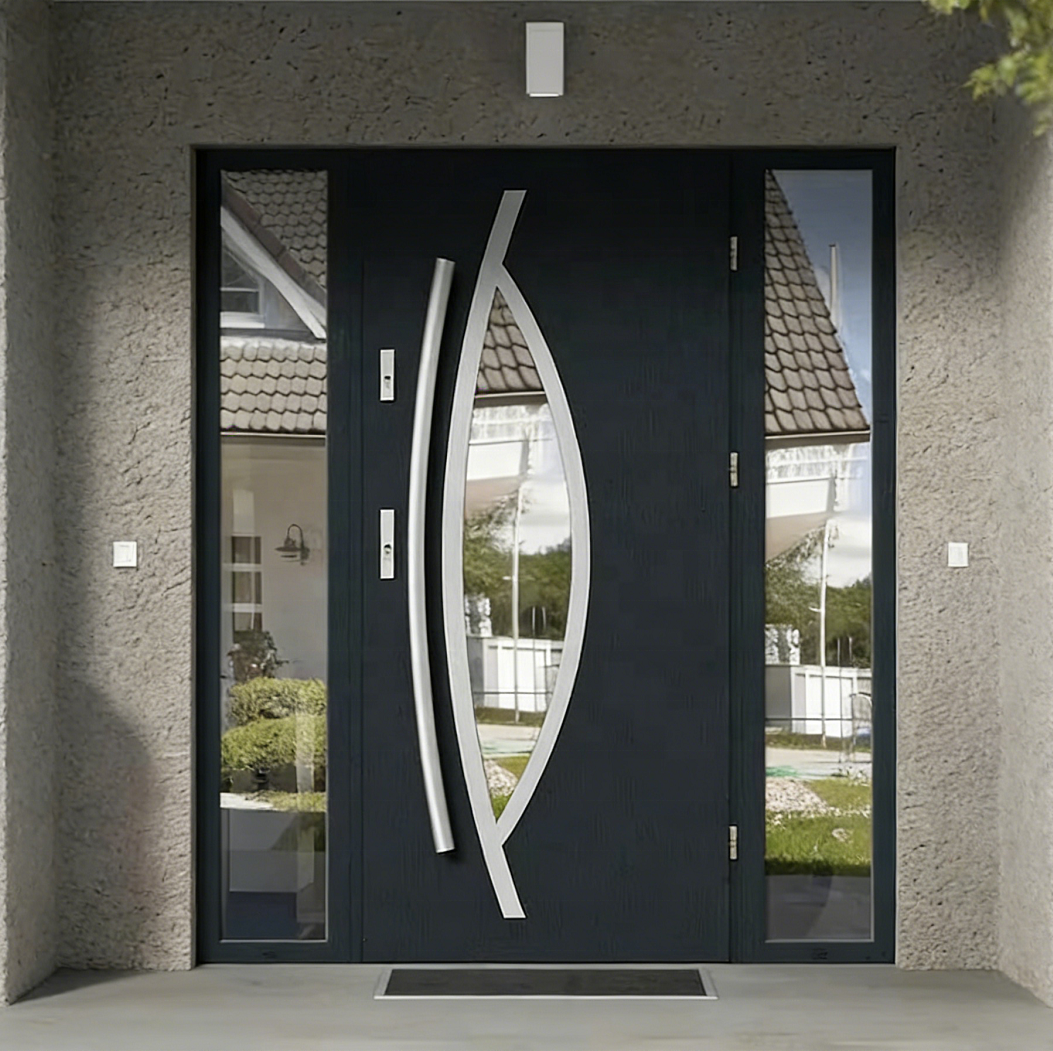 Puerta de entrada pivotante de diseño moderno para casa, puerta de seguridad de aluminio, puerta de entrada de aluminio metálico directamente de fábrica.