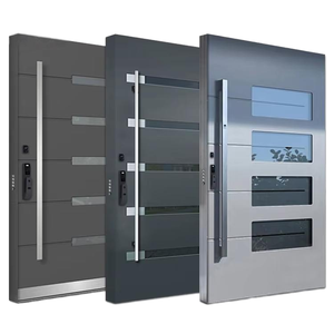 Puerta de entrada inteligente multiestilo antirrobo de acero inoxidable con superficie acabada que equilibra seguridad y estética.