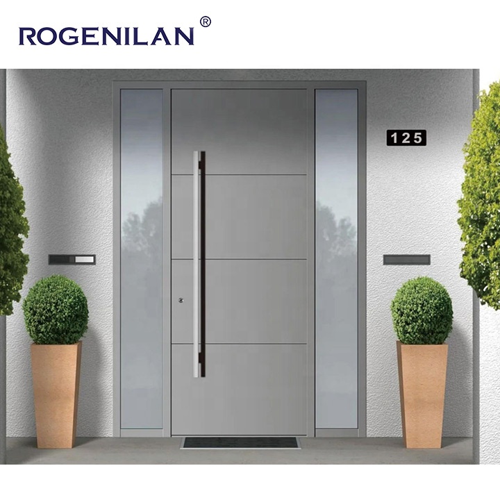 Puerta batiente de entrada principal de aluminio fundido de alta calidad para viviendas modernas. Puertas de entrada de seguridad residenciales en venta.