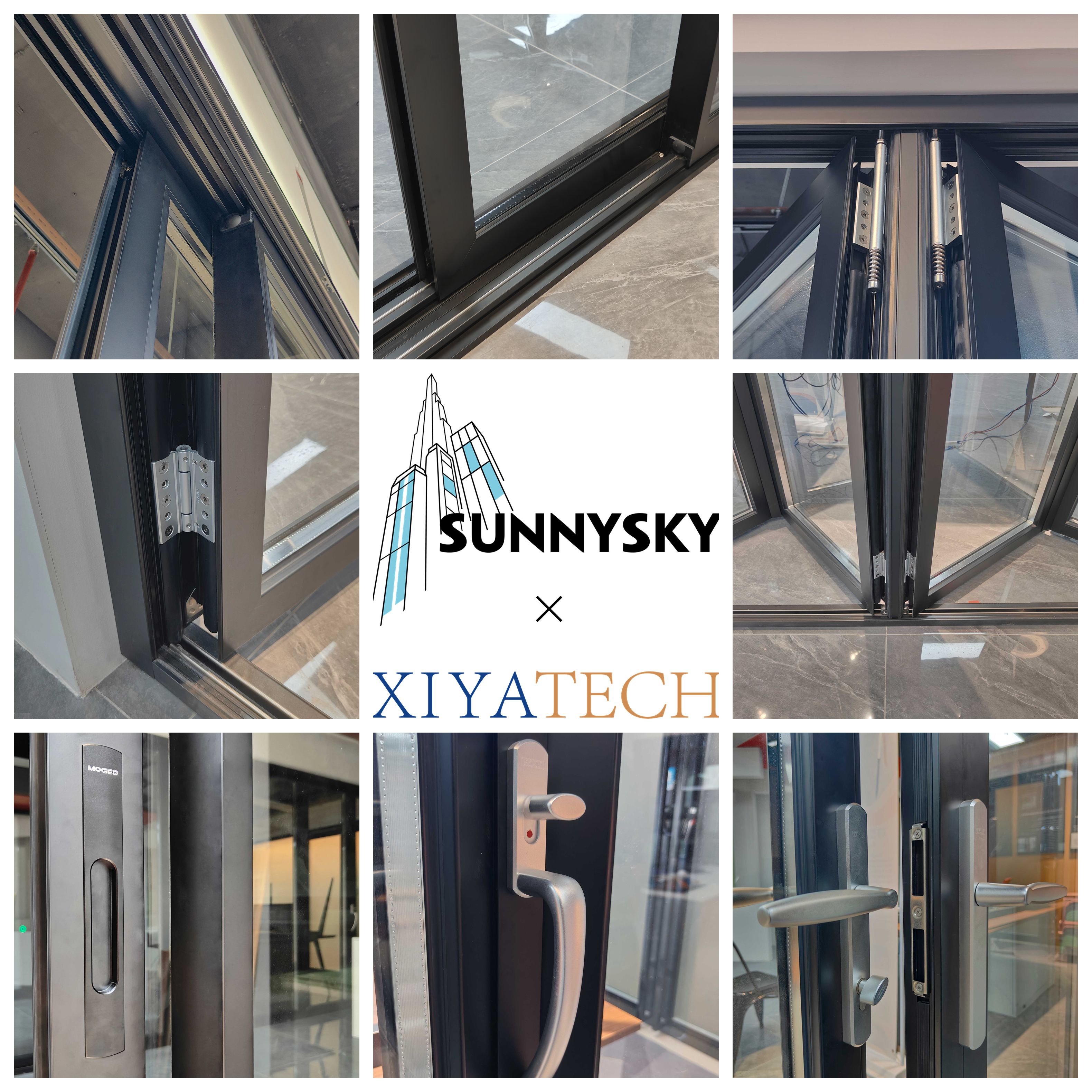 Puerta pivotante de aluminio extragrande Sunnysky, certificada según la norma AS2047, con vidrio exterior, abatible y con bisagras, ideal para entradas principales de grandes mansiones.