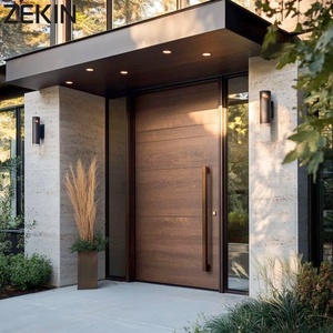 ZEKIN Diseño moderno americano, aislamiento térmico, prevención de incendios, puerta pivotante de lujo para entrada principal de casas.