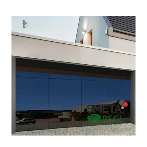 Puerta de garaje seccional Andexin sin marco, de cristal transparente con paneles templados, ideal para entradas de villas, tiendas y talleres.
