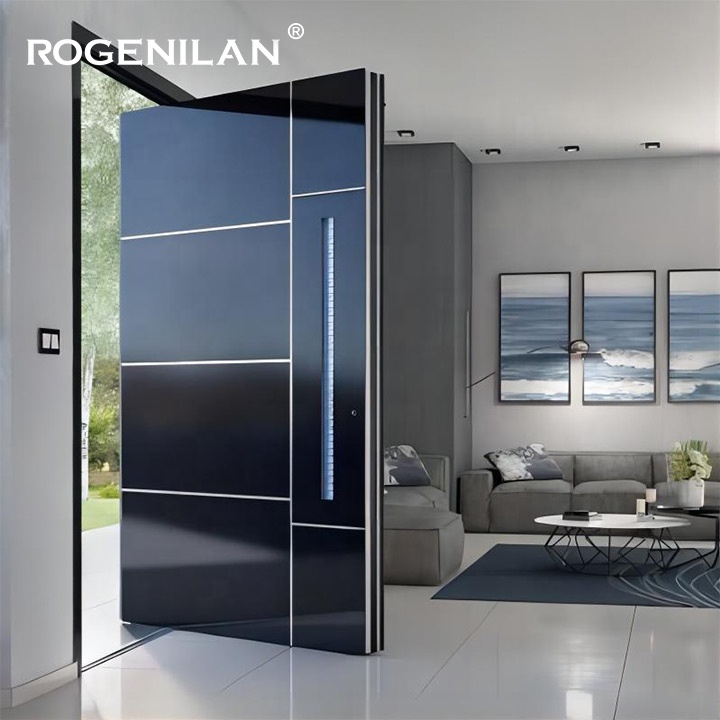 Puerta batiente de entrada principal de aluminio fundido de alta calidad para viviendas modernas. Puertas de entrada de seguridad residenciales en venta.