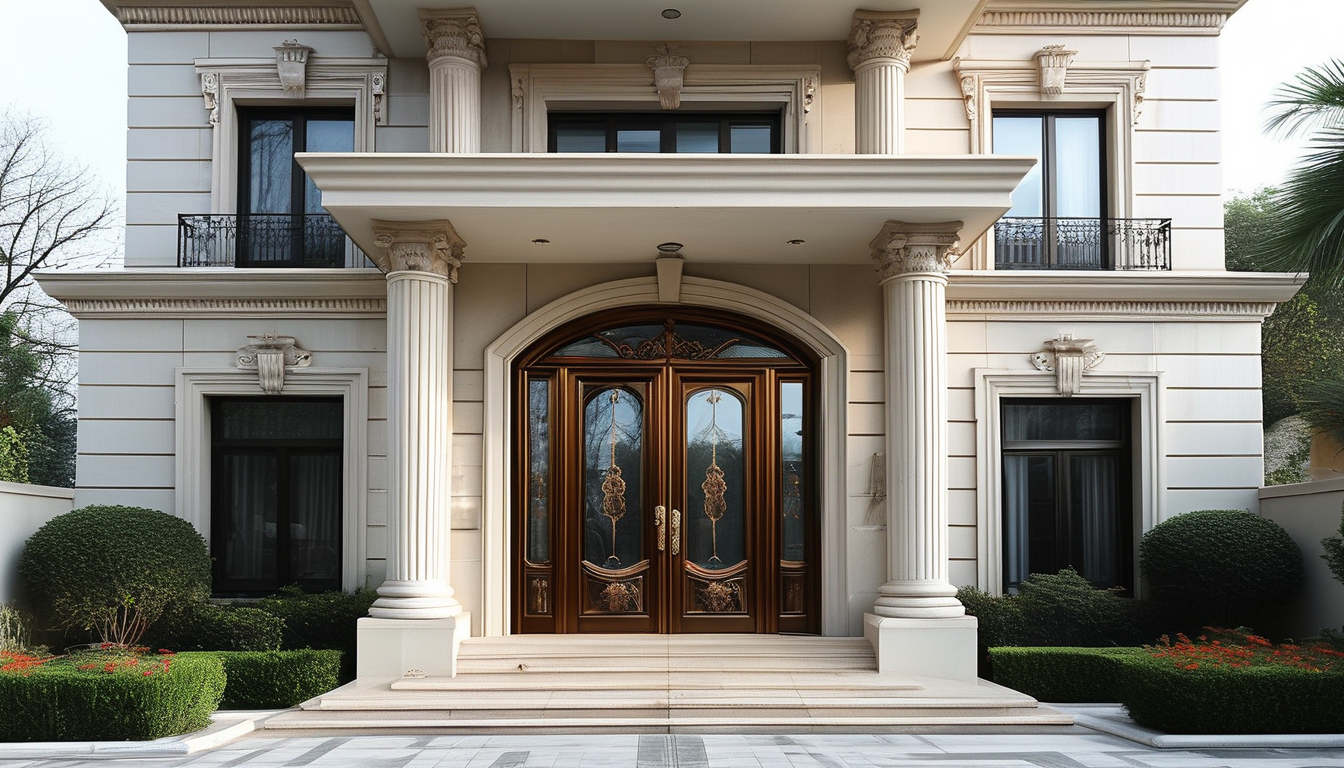 Puerta frontal de aluminio extrusionado para villas contemporáneas