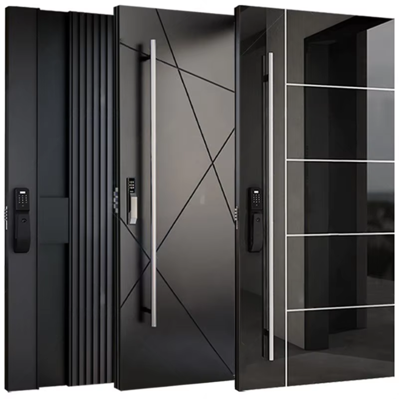 Puerta de entrada pivotante de aluminio de diseño moderno Alucasa, estilo nuevo, para villas de lujo, puertas de vidrio modernas para casas.