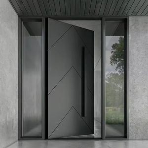 Puerta pivotante moderna antirrobo, de aluminio minimalista, para entrada exterior en apartamentos y villas.