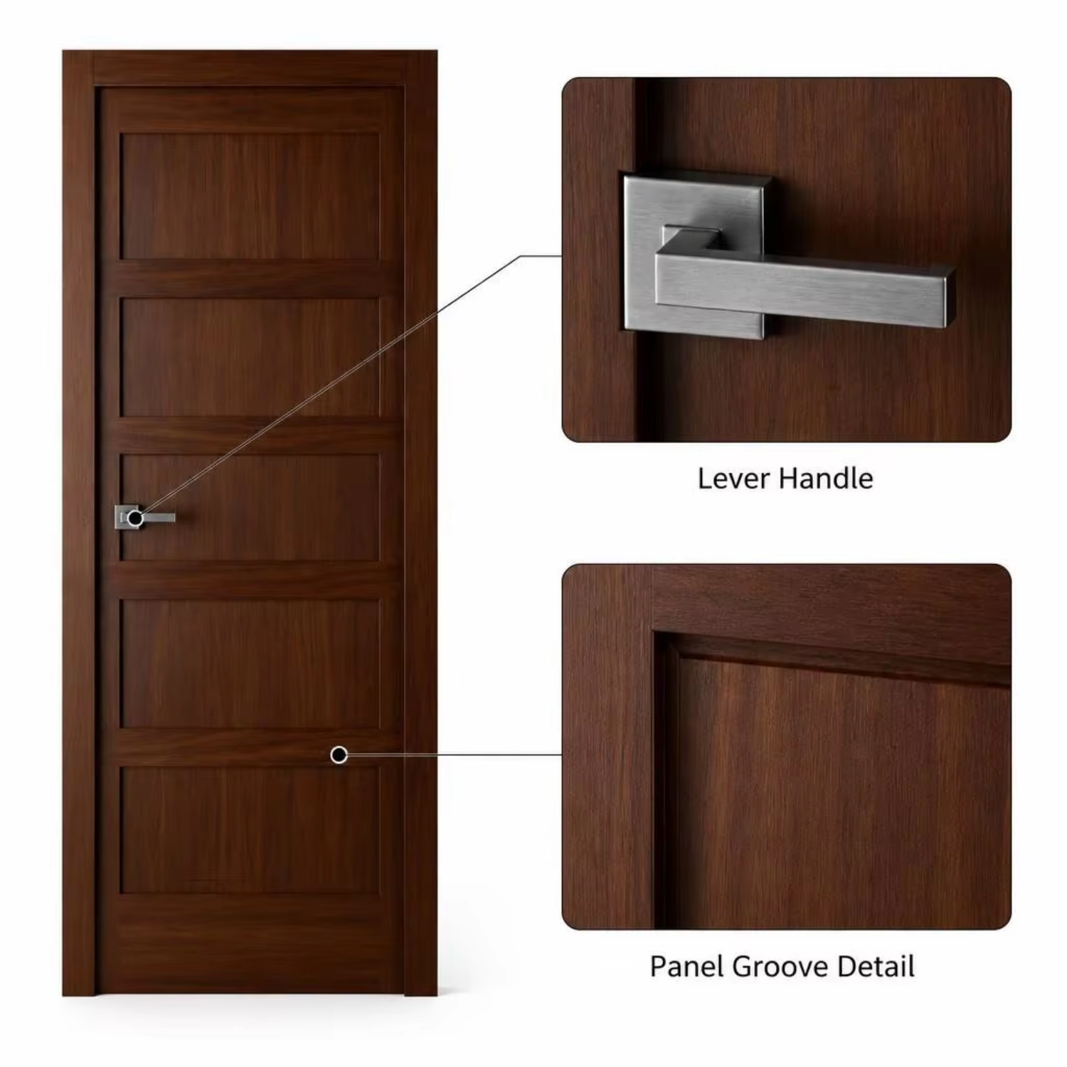 Modern Wooden Fire Rated Hospital Room Door 20-60Minute WH Certified for Hotel Resort Apartment Office School Dormitory