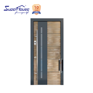 Puerta de entrada moderna de aluminio Superhouse con cristal, fabricada en China a bajo precio.