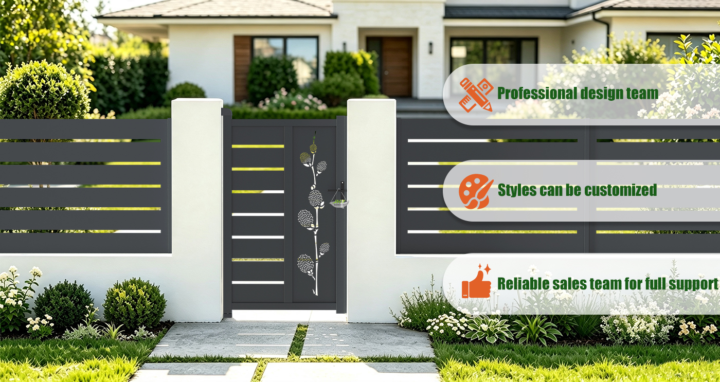 Puerta de jardín de aluminio en uso