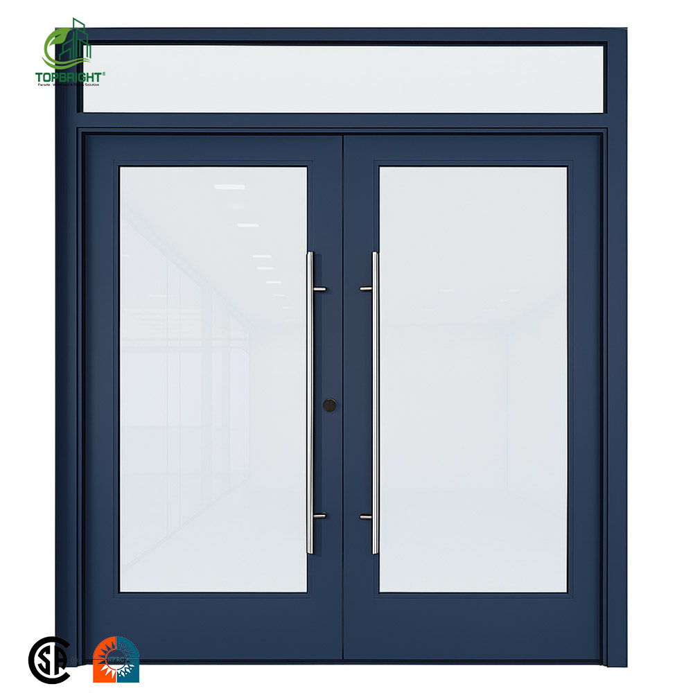 Puerta de entrada comercial Topbright moderna con marco de aluminio y doble acristalamiento para oficinas y tiendas.