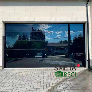 Puerta de garaje seccional Andexin sin marco, de cristal transparente con paneles templados, ideal para entradas de villas, tiendas y talleres.