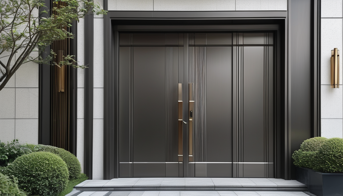 Puerta residencial moderna de aluminio con acabados arquitectónicos