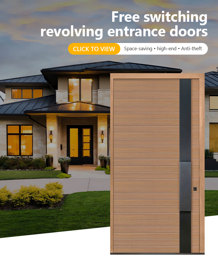 Puerta pivotante moderna de madera maciza para entrada de villa