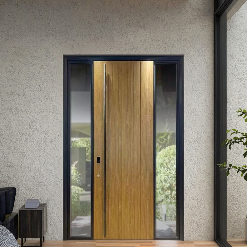 Puerta pivotante de entrada grande de diseño americano moderno a medida para casas, puertas de seguridad para exteriores.