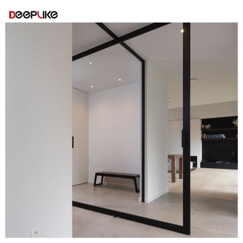 Puerta de entrada grande de aluminio con múltiples paneles, puerta pivotante giratoria de vidrio para el hogar.