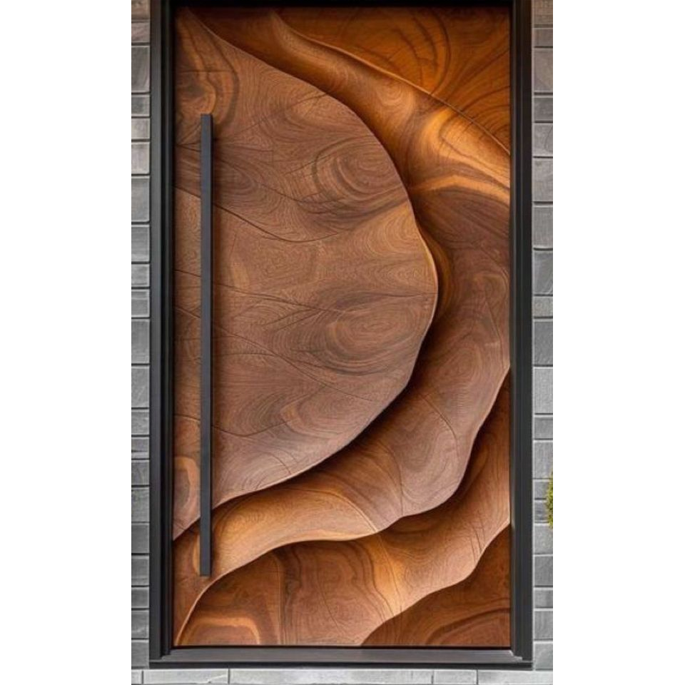 Tallado 3D de madera maciza para puerta de entrada