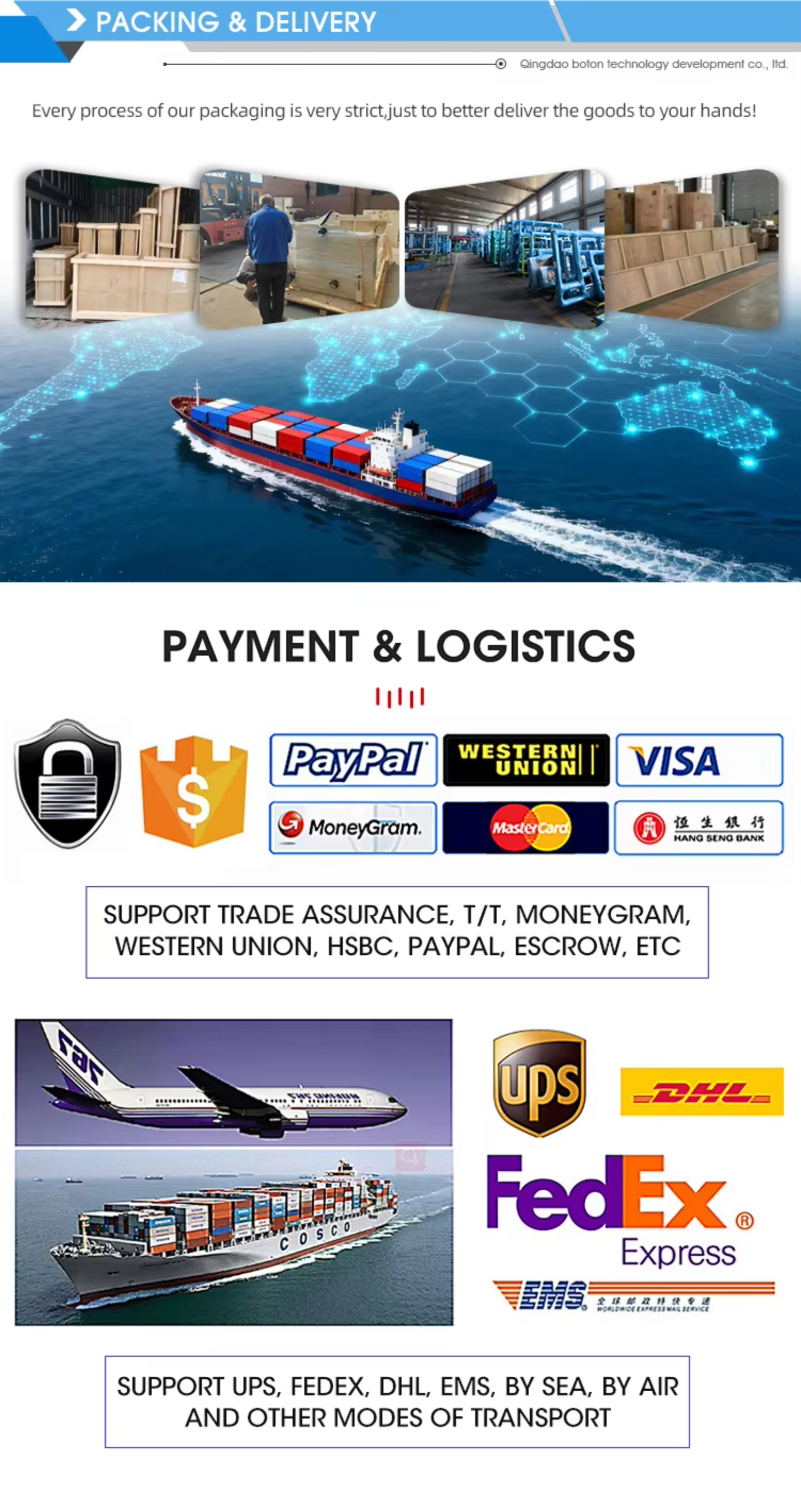 Embalaje reforzado de exportación para transporte marítimo internacional