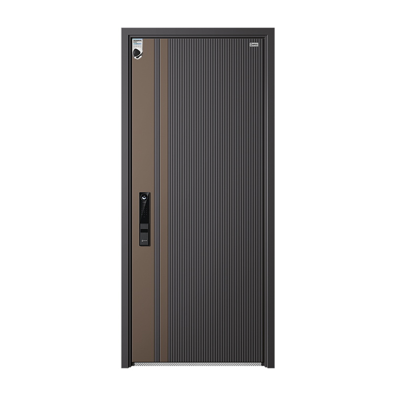 Puertas exteriores de seguridad antirrobo de doble hoja, modernas y de lujo, fabricadas en aluminio y acero, con cerradura inteligente para apartamentos y villas.
