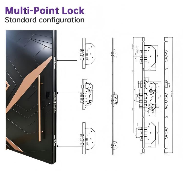 Puerta pivotante exterior de aluminio con acabado de vetas de madera personalizadas EOKO para entradas de casas en Estados Unidos.