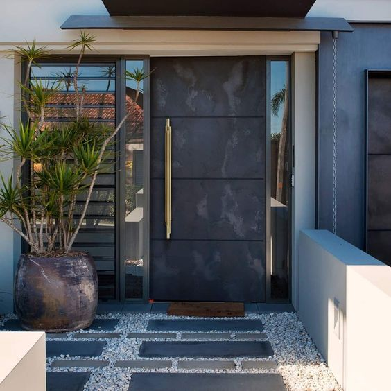 Puerta principal moderna de metal exterior con diseño de estilo americano al por mayor