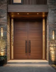 Puertas de entrada frontales modernas de acero y aluminio con cerradura doble impermeable y cilindro, ideales para proyectos de apartamentos.