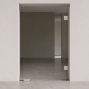 Puerta de vidrio sin marco con panel de seguridad laminado