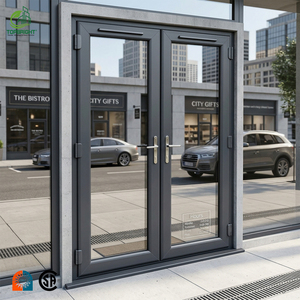 Puerta de entrada comercial Topbright moderna con marco de aluminio y doble acristalamiento para oficinas y tiendas.