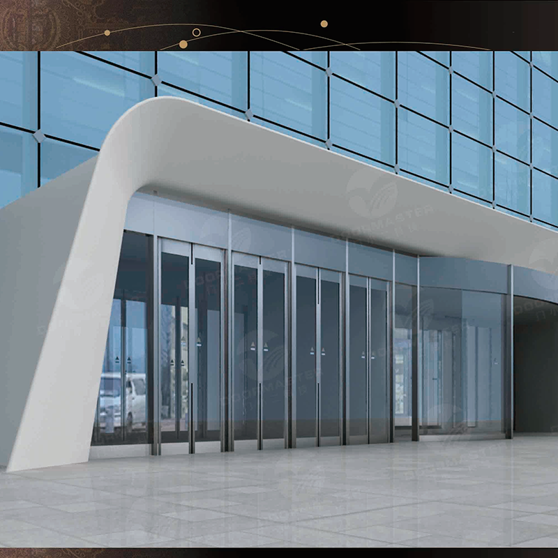 Puerta de entrada sin marco de alta calidad, puerta corredera automática para edificios comerciales.