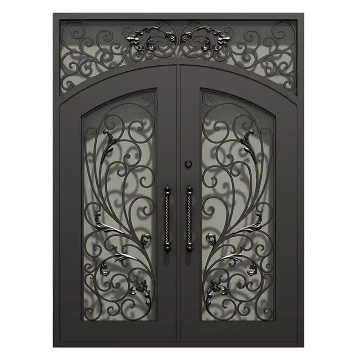 Nueva puerta doble de hierro forjado con aislamiento térmico y burlete para uso exterior (modelo 2026).