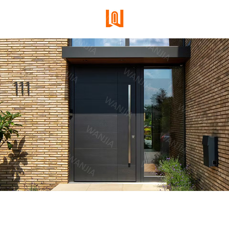 Puerta de entrada pivotante de diseño moderno para casa, puerta de seguridad de aluminio, puerta de entrada de aluminio metálico directamente de fábrica.