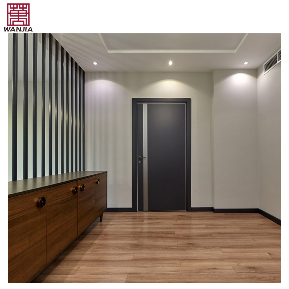 Puerta de entrada principal doble de madera insonorizada con diseño moderno y sencillo personalizado