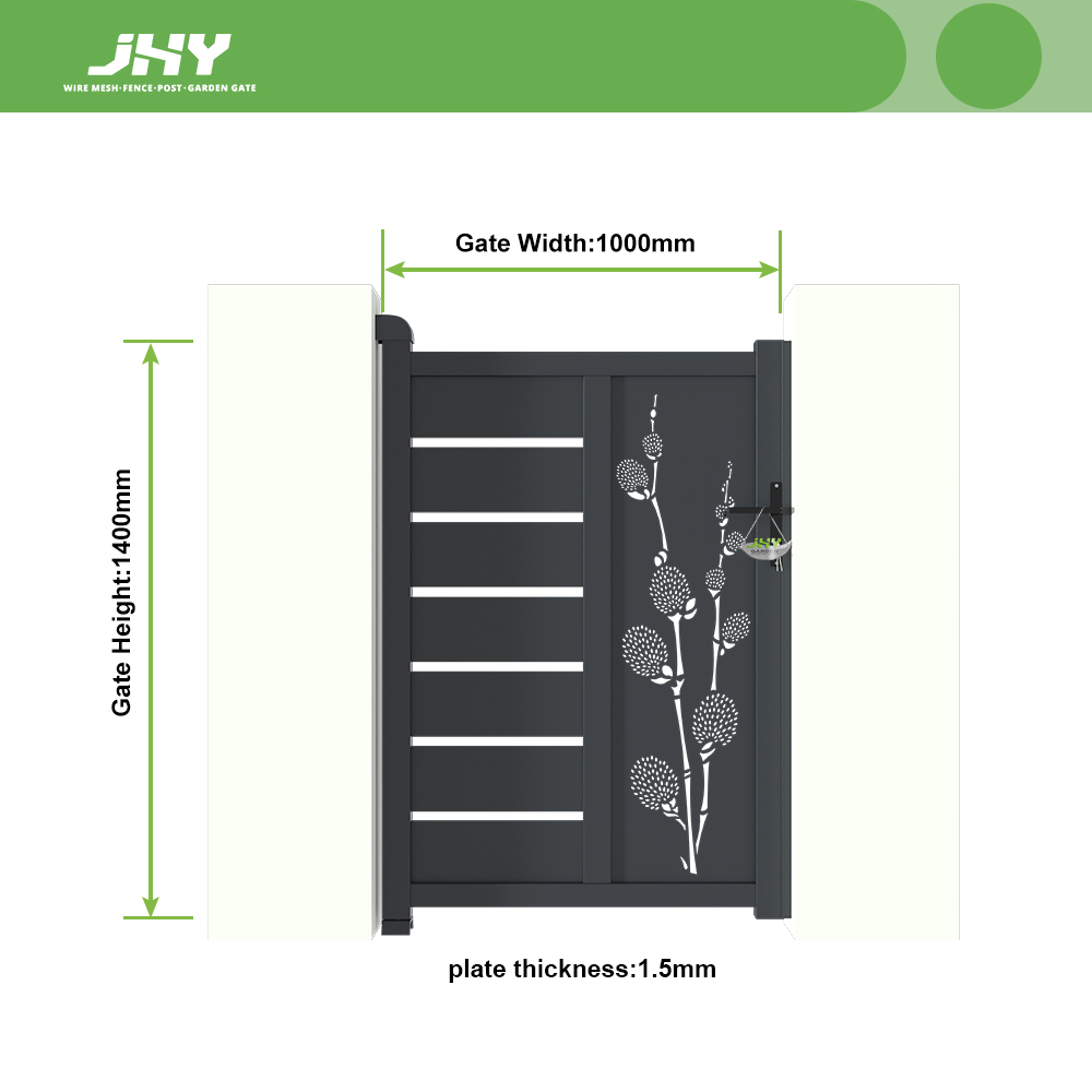 Puerta de entrada de jardín de aluminio resistente de 1x1,4 m y fácil instalación.