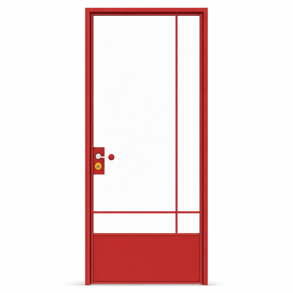 Puerta abatible de aleación de aluminio, resistente a la humedad y a la corrosión, con acabado de vidrio, para tabiques interiores, ideal para baños, cocinas y hospitales.