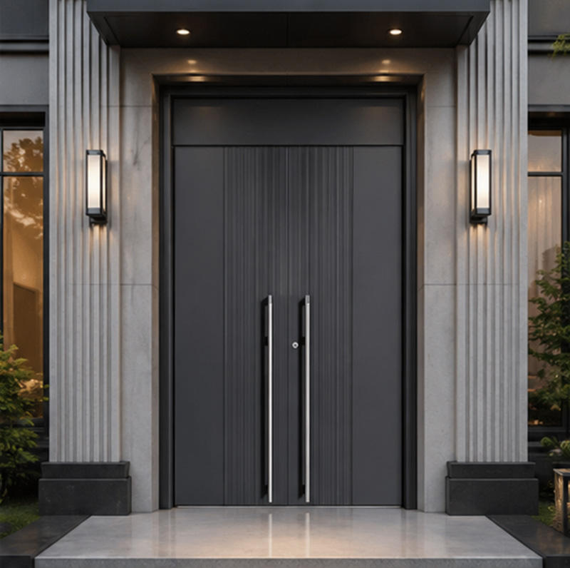 Puerta de entrada principal de aluminio de alta seguridad insonorizada para villas