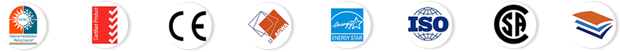Logotipos oficiales de certificaciones CE, ISO, AS2047 y UL