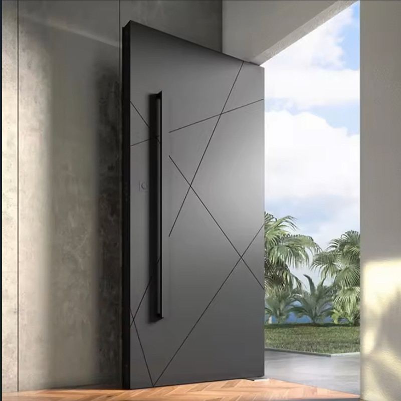 Puerta de entrada pivotante moderna para villas