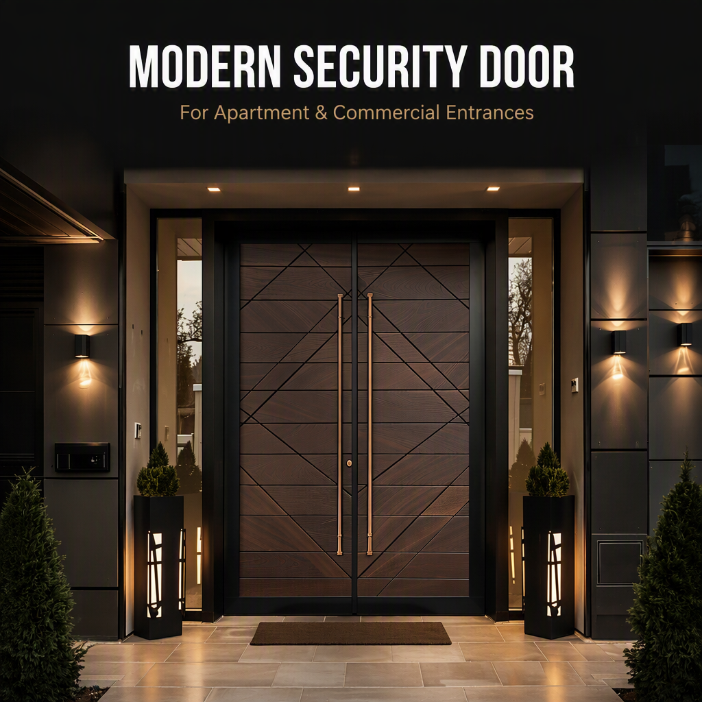 Puertas de entrada principal de seguridad de aluminio y acero para proyectos residenciales
