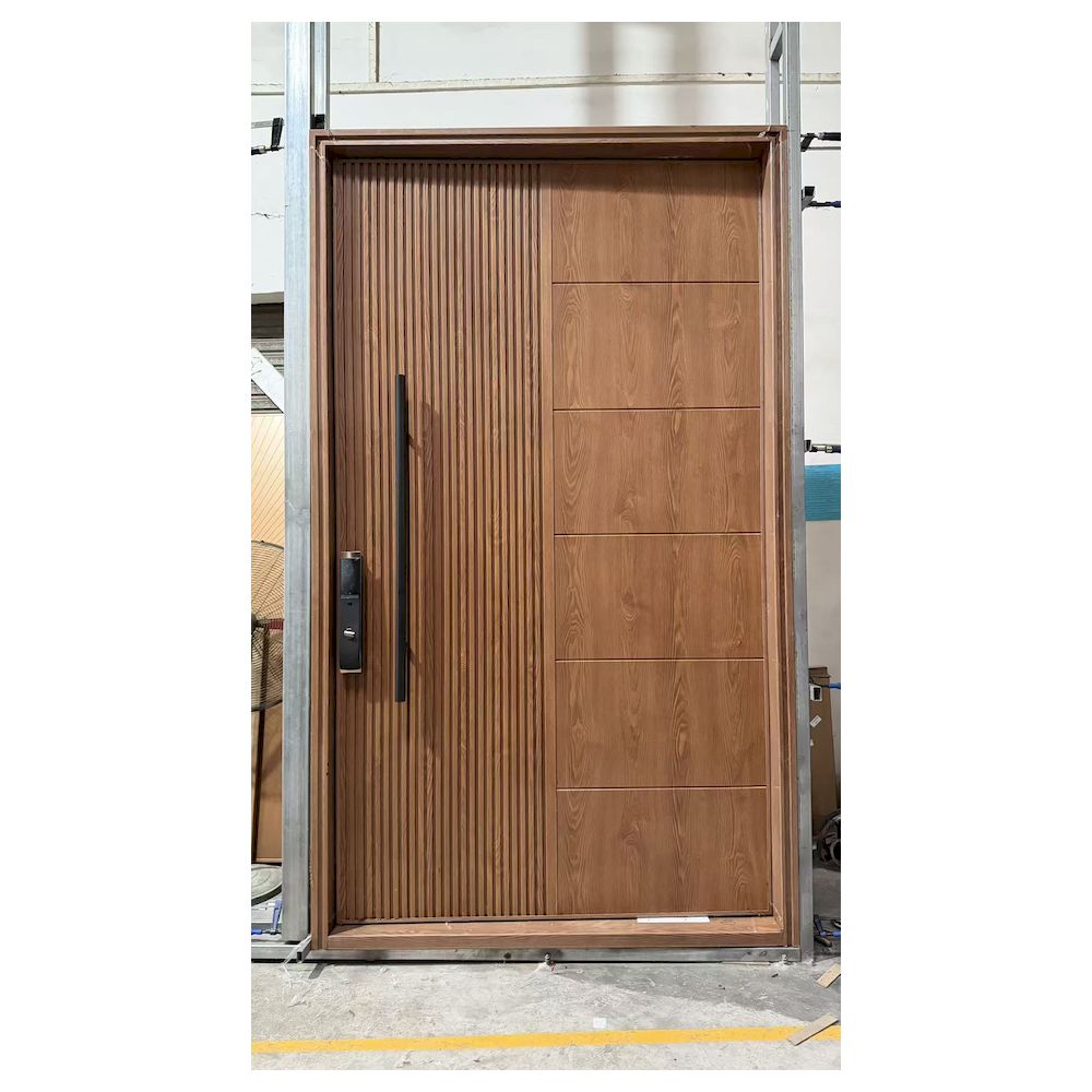 Puerta pivotante de entrada directa de fábrica con sistema de cierre multipunto. Puerta giratoria de madera maciza de diseño lujoso.