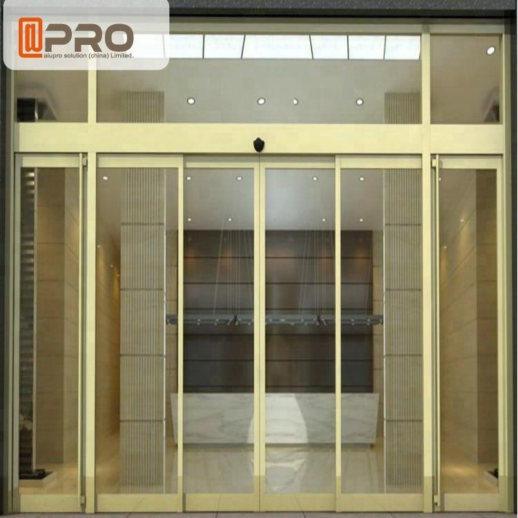 Puerta de apartamento y puerta principal exterior de aluminio para hotel con diseño para puertas de entrada, puertas corredizas automáticas de vidrio sin marco.