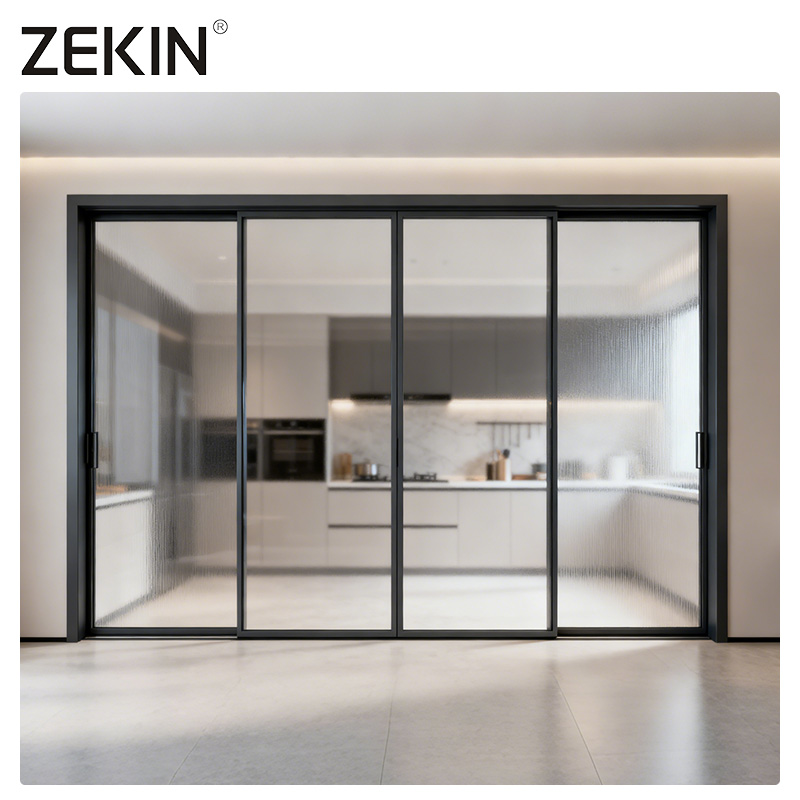 Puertas y ventanas exteriores estándar ZEKIN de doble acristalamiento con vidrio de baja emisividad, insonorizadas, color negro, para patio, aluminio, Australia.