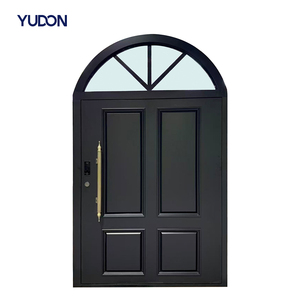 Puerta de entrada de aluminio y vidrio YUDON DOOR con cerradura inteligente, resistente a la corrosión, antirrobo y al fuego, ideal para casas y villas costeras.